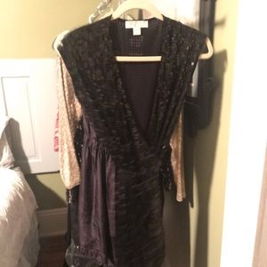 Michael Kors Black Wrap Sequin Dress